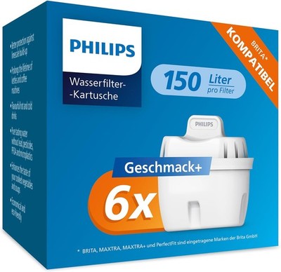 Philips Water Geschmack Plus Filterkartuschen 6er Pack reduziert Kalk Chlor