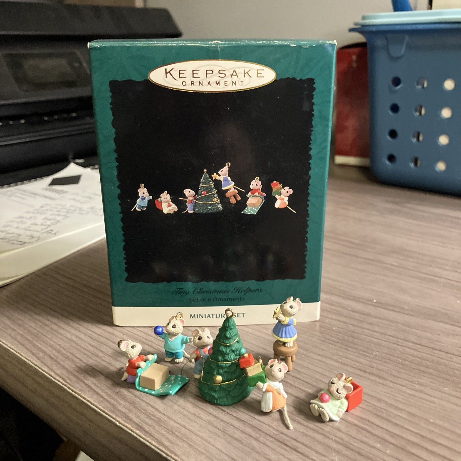 Hallmark Keepsake 1996 TINY CHRISTMAS HELPERS Set of 6 Miniature Ornaments