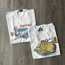 Vintage USAF B-24 Bomber Single Stitch T-Shirt White Size XL Made in USA Bundle