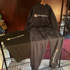 Champion Sweat Suit Bundle Youth Large Logo Sportswear Athleisure with T-Shirt