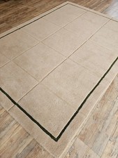 Tappeto 8x10 beige fatto a mano trapuntato a mano tappeto lana geometrico soggiorno