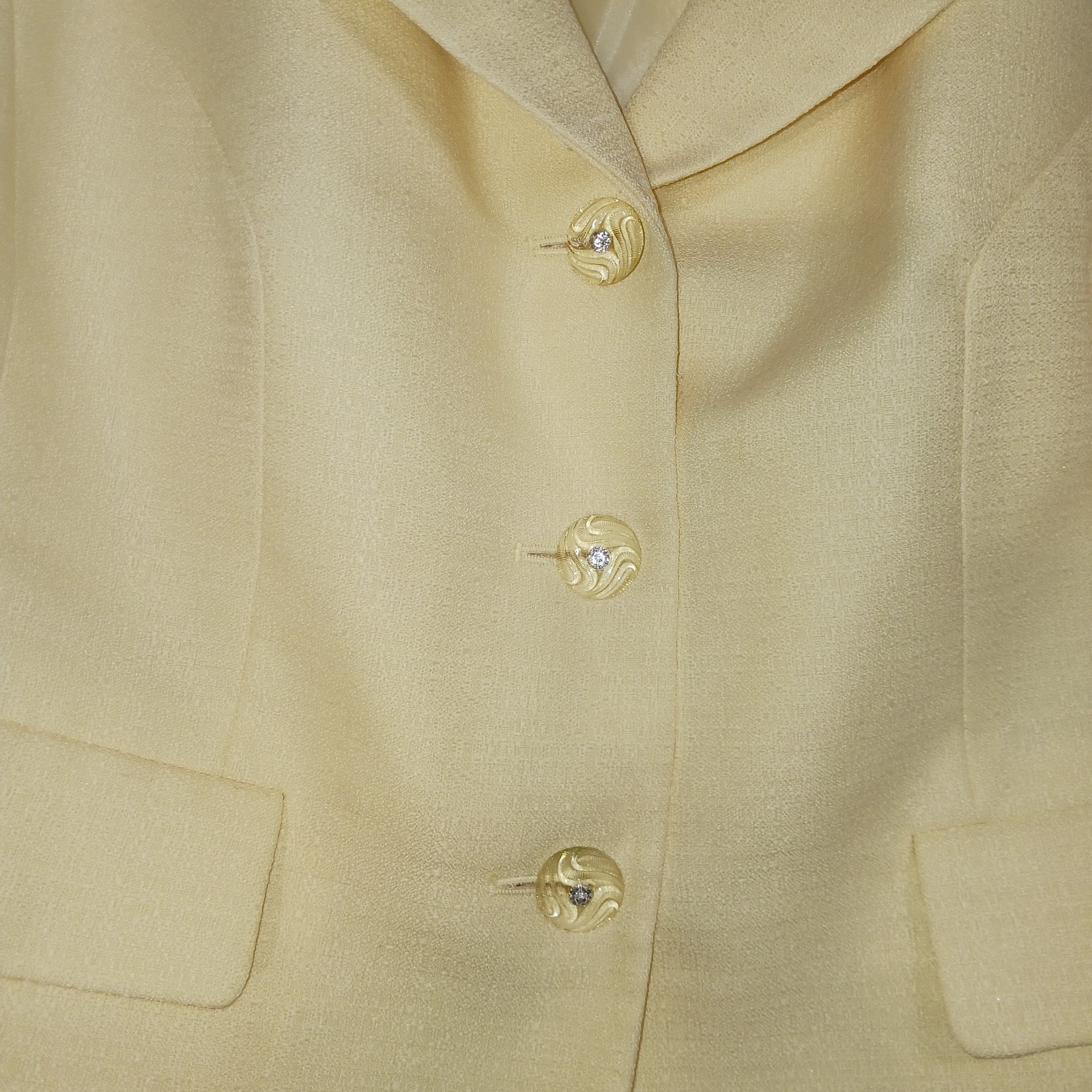 LE SUIT 2 Piece Yellow Long Sleeve Button Up Skirt Suit Women's Sz 14W