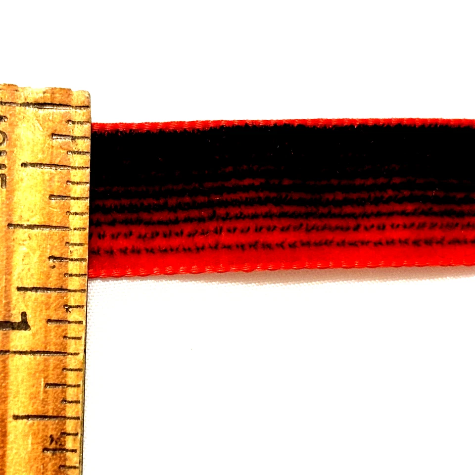 Harmony Velvet Ribbon Polyamid Polyester  5/8" Red  Black Stripes 8 yds - Image 2 of 4