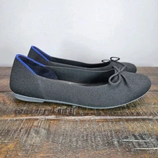 Rothys The Ballet Flat Bow Womens 10.5 Flats Slip On Ballet Shoes Black