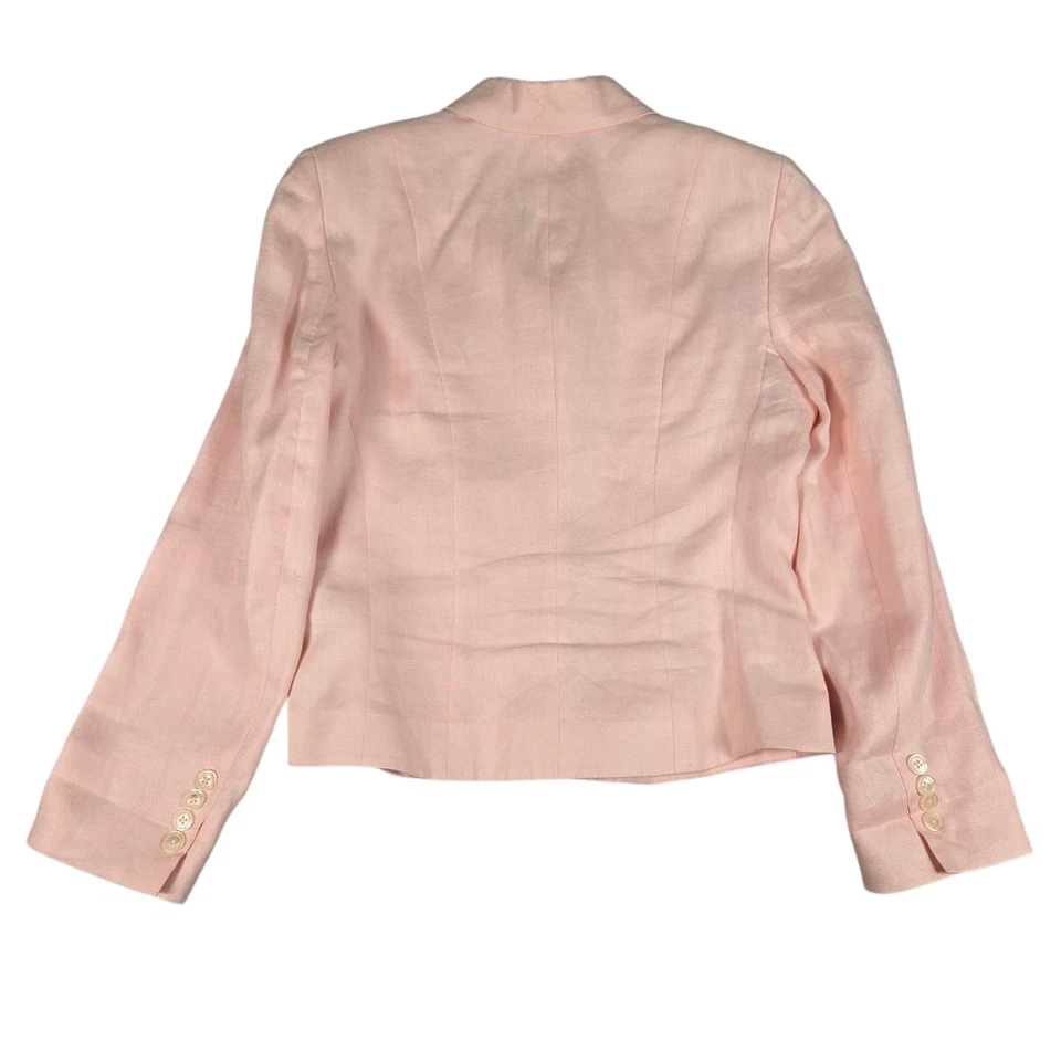 Lauren Ralph Lauren 复古女式粉色亚麻西装外套复古 6 码 — 第 2/4 张图片