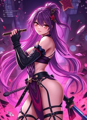 SEXY Anime Waifu Warrior 4x6 Print  Fantasy Art 053026-14