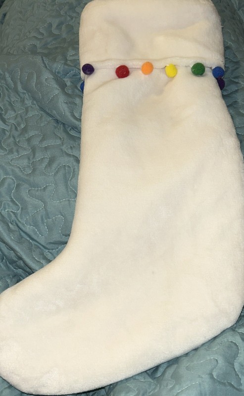 Stocking By Berkshire Blanket Christmas Off White w/ Colorful Balls Around Edge