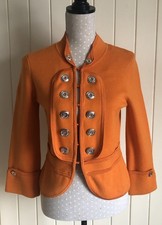 KAREN MILLEN - Vintage Y2K Orange Military Style Knitted Jacket - Size 3 (UK 12)