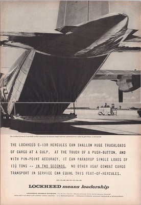 Lockheed C-130 Hercules Vintage 1950s Magazine Ad USAF Aircraft Cargo