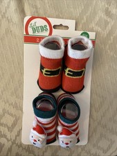2 Pair Of Christmas Santa Socks Booties New