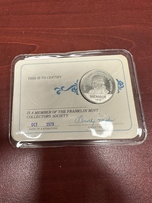 Franklin Mint フランスの 銀貨 1978 Franklin Mint Collectors Society Silver Coin With Plastic