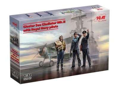ICM 32045 Gloster Sea Gladiator Mk.II mit 3 Royal Navy Pilot Figuren Maßstab 1:32