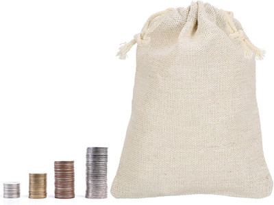 8''x6'' Coin Money Sacks, 3 Pack Bank Deposit Change Transit Bags with Drawstri...