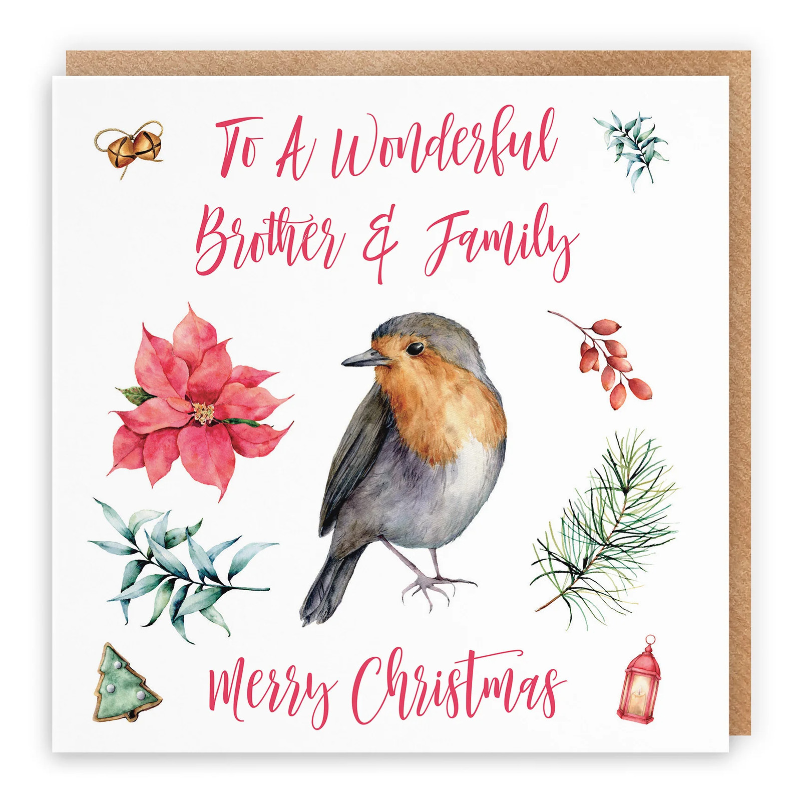 Brother And Family Christmas Card Festive