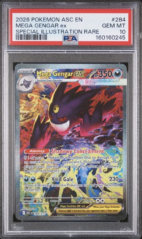 Pokemon 2026 Mega Gengar ex 284/217 SIR Ascended Heroes GEM MINT PSA 10