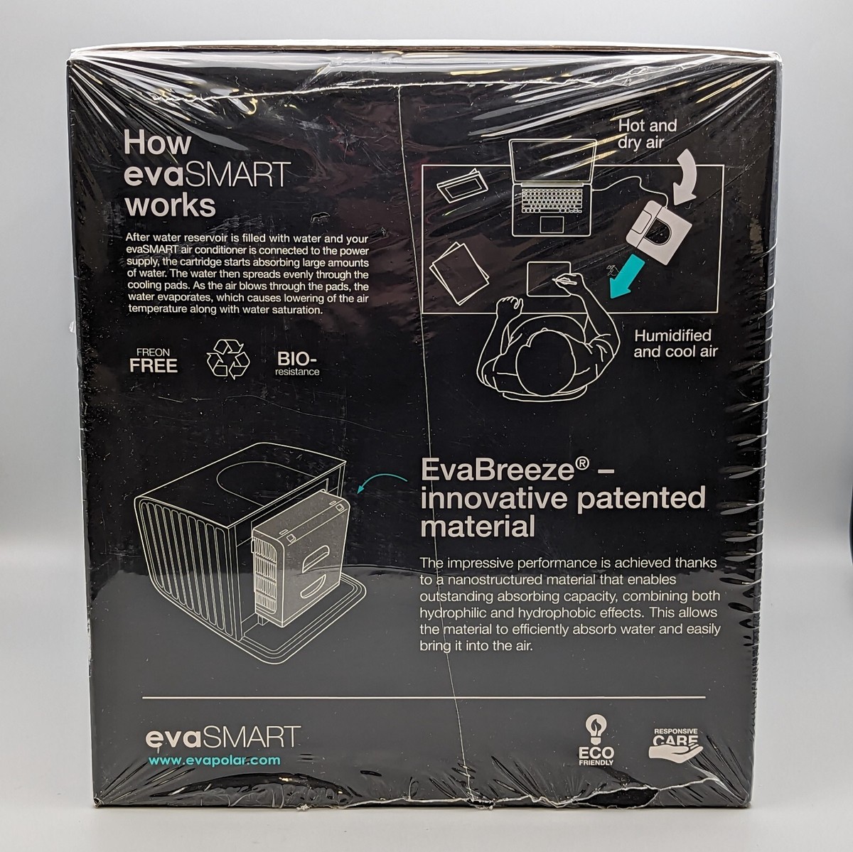 New Evapolar EvaSMART Personal Air Cooler Humidifier EV-3000 White