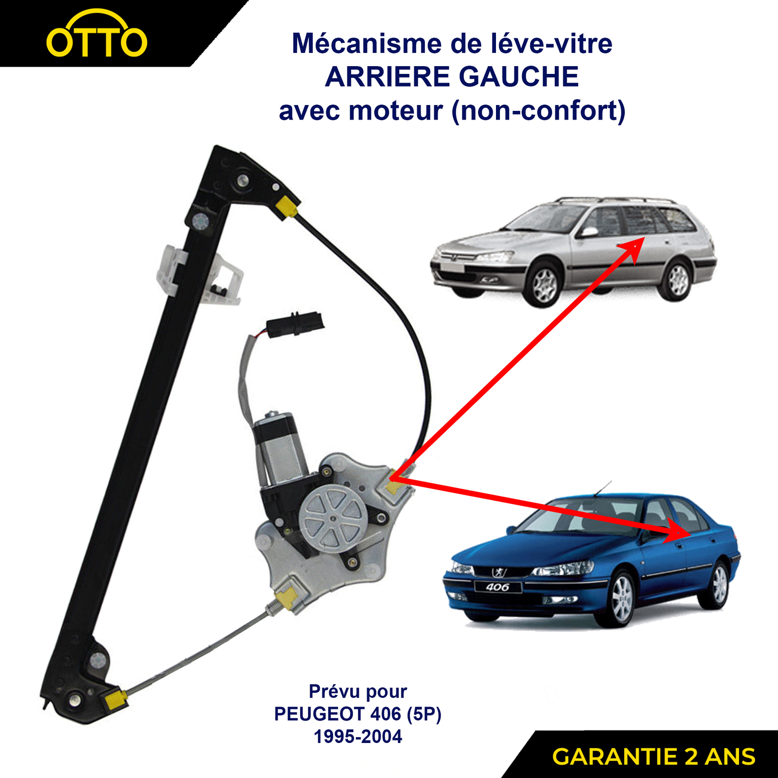 Moteur lève-vitre arrière gauche bloqué sur votre 406 Berline ? Découvrez notre mécanisme
