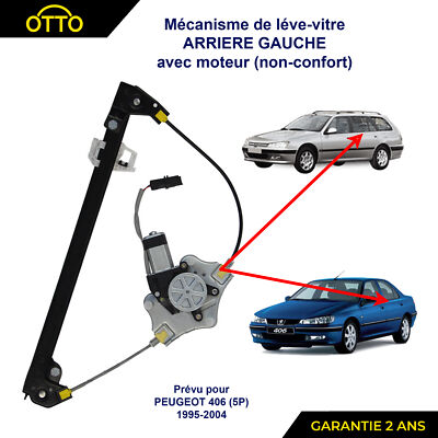 Moteur Lève-vitre Arrière Gauche Chauffeur PEUGEOT 406 - Neuf, Garantie 2 Ans !