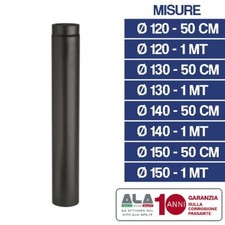 TUBO PER STUFA A LEGNA CAMINO NERO PESANTE IN ACCIAIO ALA CANNA FUMARIA 16064V