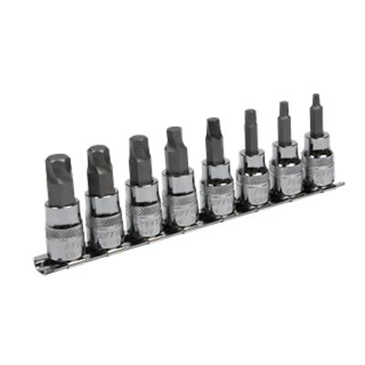 Sealey Hex Socket Bit Set Lock-On 8 Pieces 3/8''Sq Drive Metric Steel Sockets