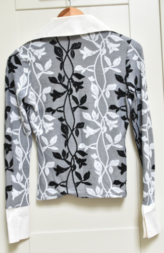 NARACAMICIE Embroidered Womens Shirt V Neck Long Sleeve Leaf Size M Italy Made - Picture 7 of 8