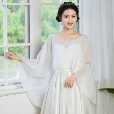 Ladies Sheer Chiffon Poncho Cape Shawl Bolero Solid Cloak Cocktail Party  Evening | eBay