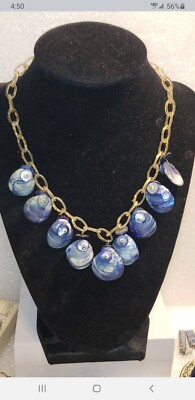 Vintage Celluloid Chain Dangling Coated Sea Shells Necklace ( Miriam Haskell )?