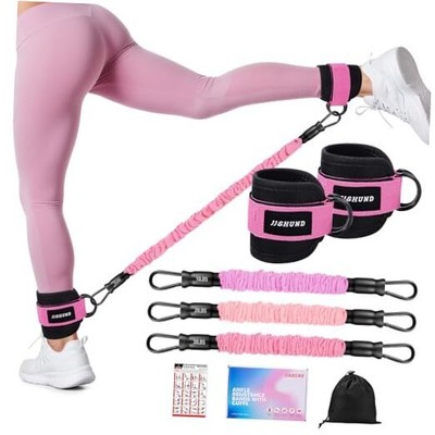 Ankle Resistance Bands with Cuffs, 3 Level Ankle Bands for Working black,pink