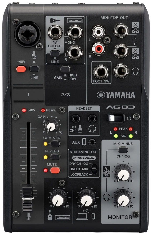 YAMAHA Live Streaming Mixer 3 Channel Black AG03MK2 B 3.5mm Audio USB-C NEW - Image 2 of 3
