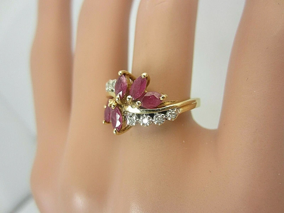 Vintage 14k Yellow Gold 1.50 carat Ruby and Diamond Ring 1.58 ct TW - Image 3 of 4