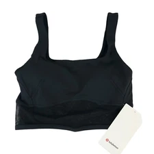NWT LULULEMON Wunder Train BLACK Mesh Panel Tank Top Cropped Tight Fit Size 6