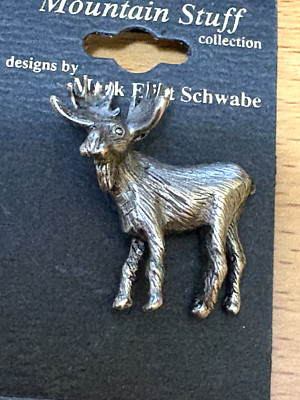 Mountain Stuff Design by Mark Eliot Schwabe 3D detaillierte Elch Metall Pin Anstecker