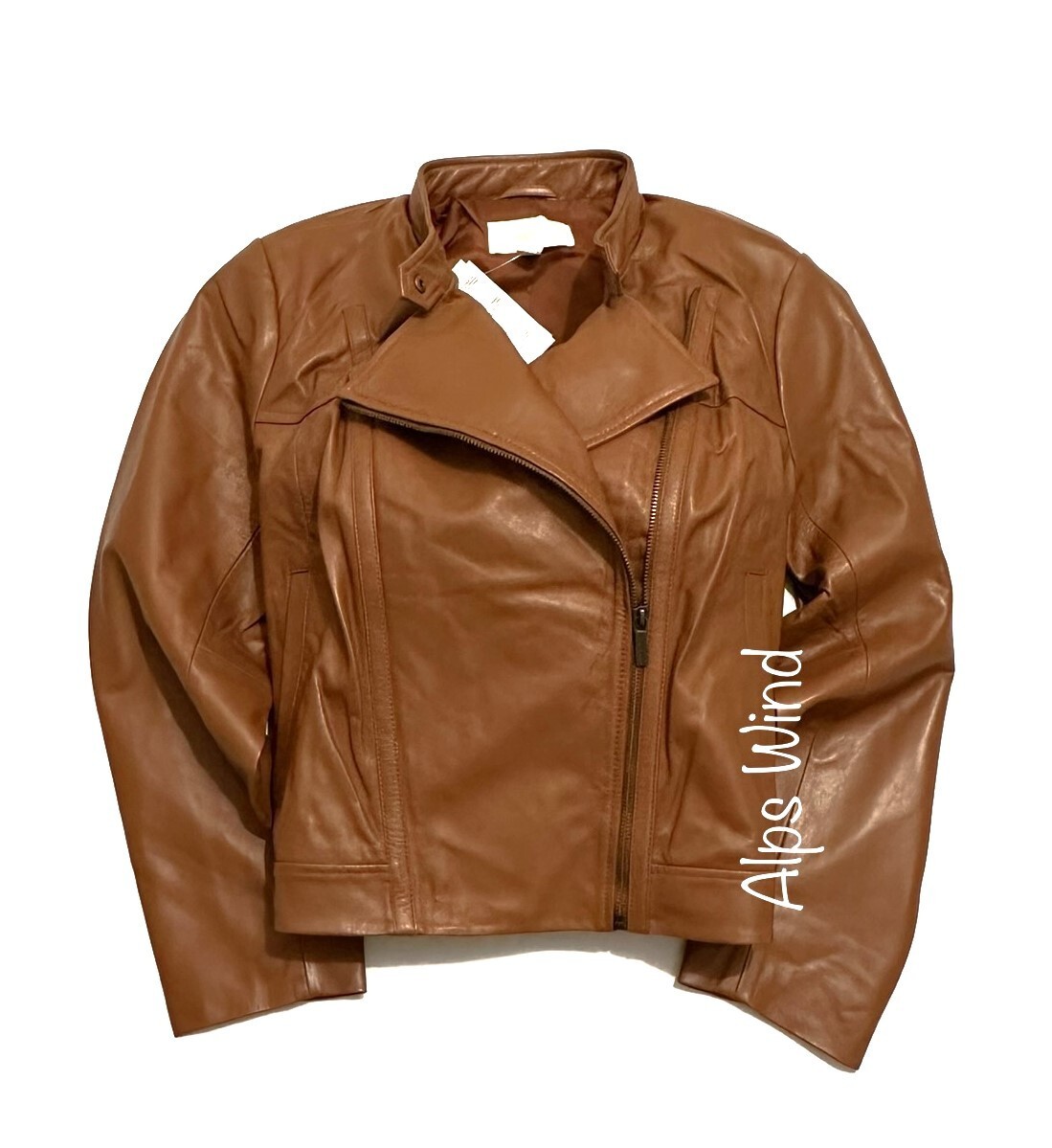 MICHAEL Michael Kors Plus Size 1X Leather Moto Jacket in Lug