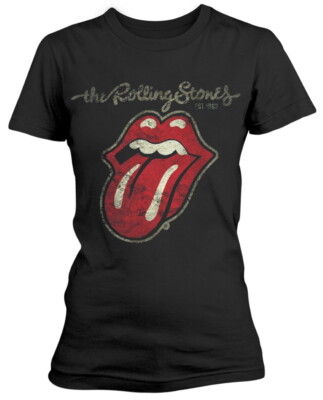 T-shirt Donna Rolling Stones - Plastered Tongue, Ufficiale, Qualità Premium, Taglie Dalla S Alla XXL