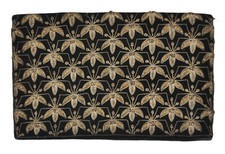 ZARDOZI Gold/Silver Metallic Embroidered on Black Velvet Clutch 8"x5"-VINTAGE