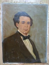 Vintage Oil Painting Portrait Soviet USSR Socialist realism man old antique