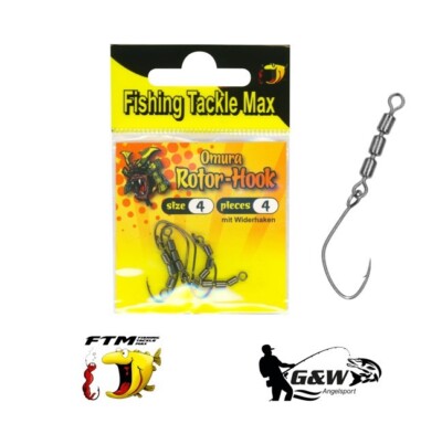 FTM Omura Haken Rotor-Hook  Forellenhaken Spezial Angelhaken mit Wirbel Gr. 4