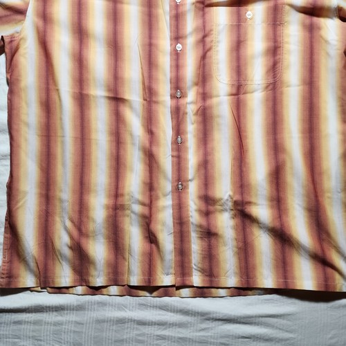 Enro Shirt Mens XL Orange Yellow Striped Short Sleeve Casual Button Up Collared - Picture 4 of 12