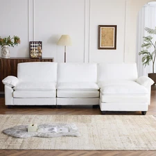 FCH L Shape Sectional Sofa Set with Footstool Living Room Furniture Couch