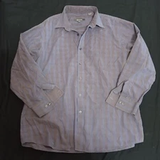 Kenneth Cole Reaction Purple Plaid Long Sleeve Button Down Shirt Men's 32-33