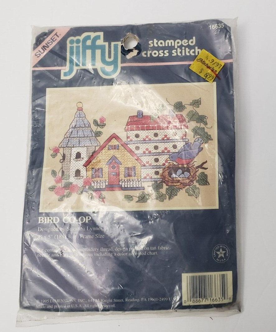 Vintage 1995 Jiffy Stamped Cross Stitch Kit Bird CoOp Suzanna Lynne