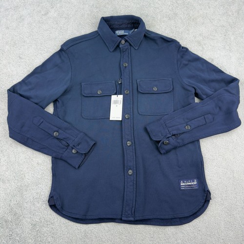 Polo Ralph Lauren blu navy French Terry camicia da lavoro uomo taglia small $198