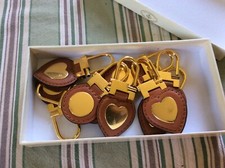 Leather and Gold Keyrings-5 Heart 5 Circle Great Gifts