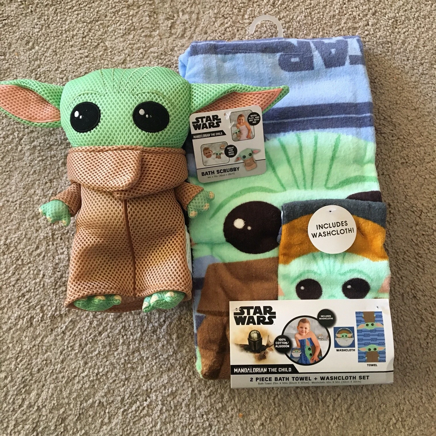 🔥Star Wars Mandalorian The Child Baby Yoda Towel Washcloth Bath Scrubby NEW🔥