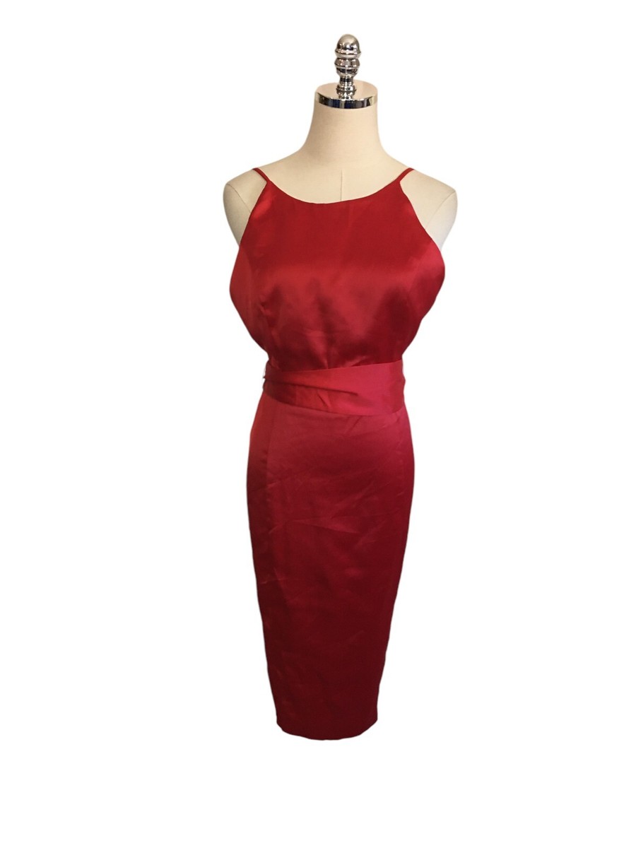 avec filles bridesmaid dress Les Women's Size 6 Red Sleeveless Maxi Ribbon Tie NEW NWT Neckline:Collar perfect for weddings Goddiva Scuba Crepe Rose Size:Medium (96cm) / Long