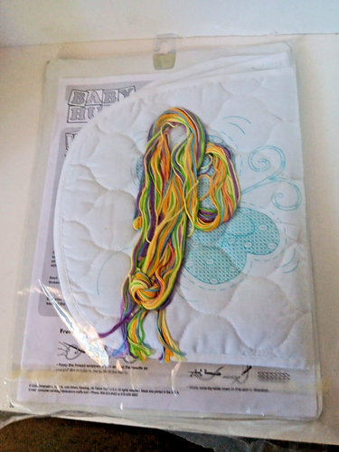 Dimensions Craft Kit Baby Bibs Sun Butterfly 2 Bibs Stamped Cross Stitch - Picture 2 of 3
