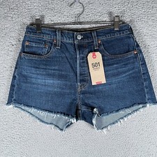 Levi's 501 XX Jean Shorts Women's Size 29 Dark Wash Denim High Rise Raw Hem NWT