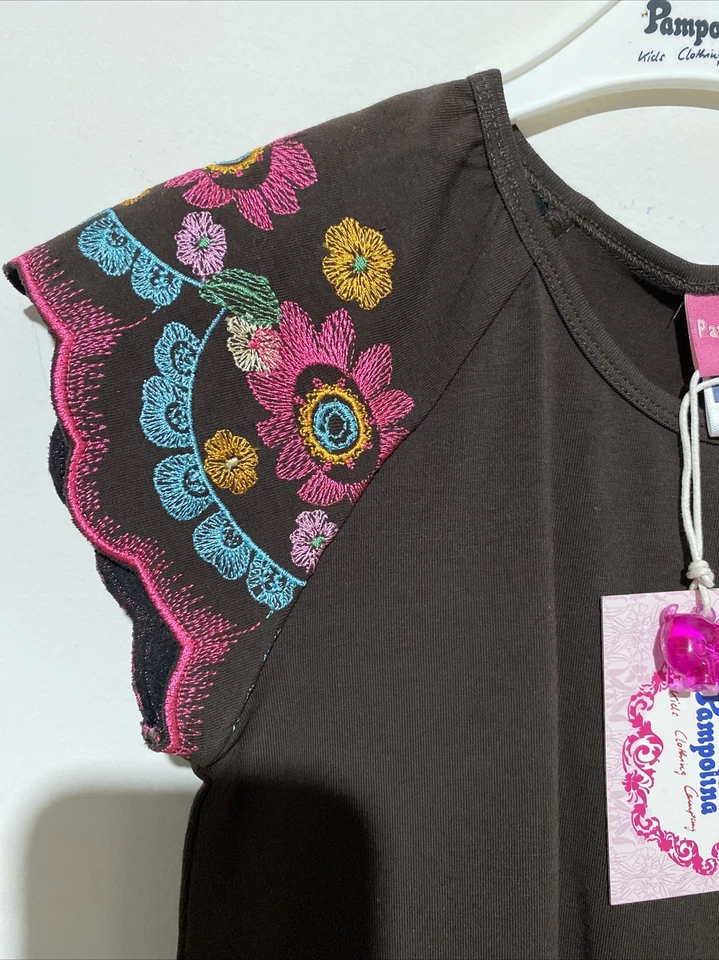 Vestido Pampolina Niñas Talla 7 Colorido Bordado Nuevo con Etiquetas $48 Minorista Foto 4 de 4