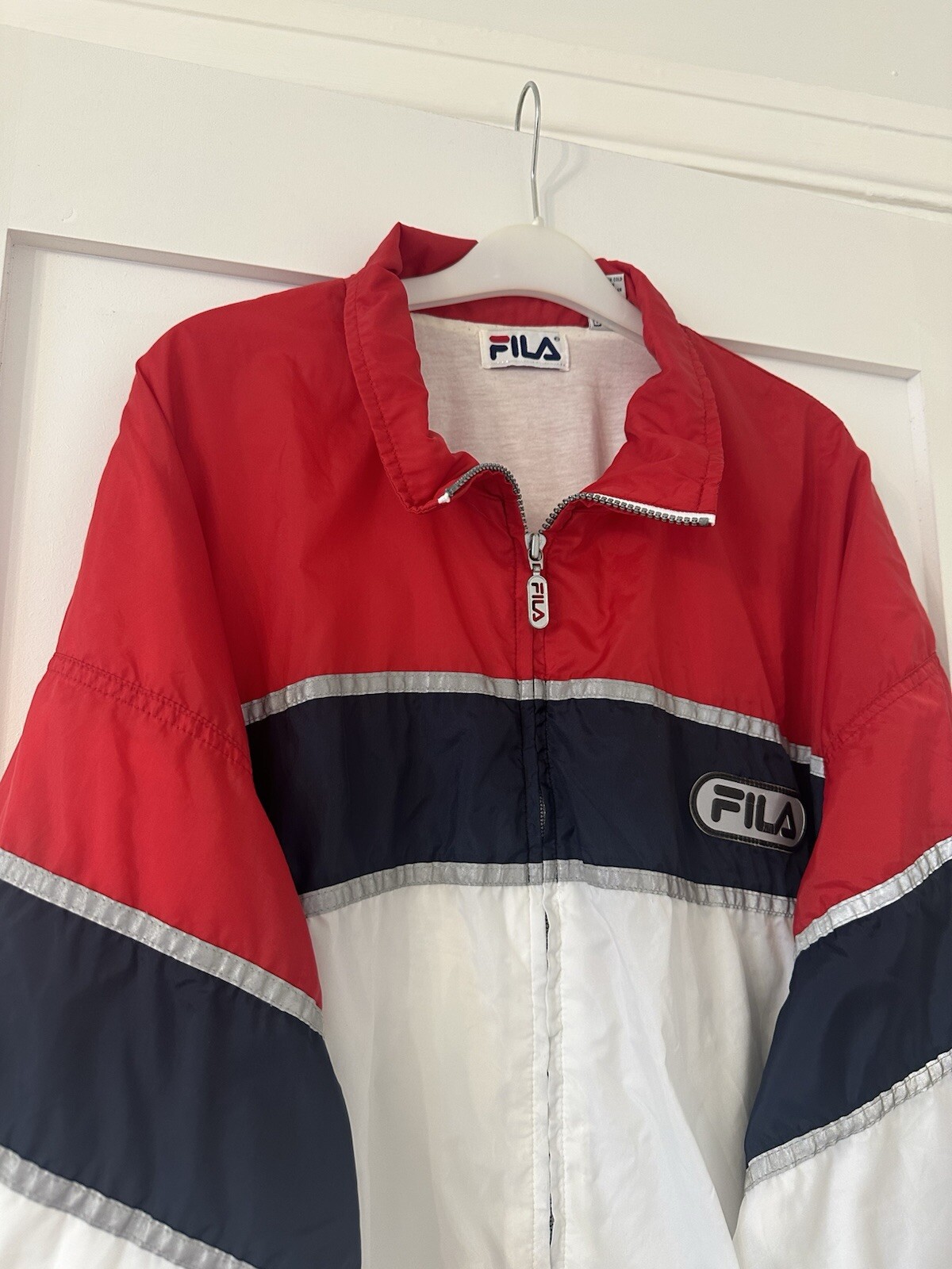 Cappotto giacca a vento vintage FILA y2k rosso navy bianco taglia XXL