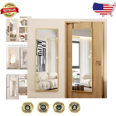 47''x14'' HD Shatterproof Mirror in Gold - Stylish Wall & Door Hanging Solution